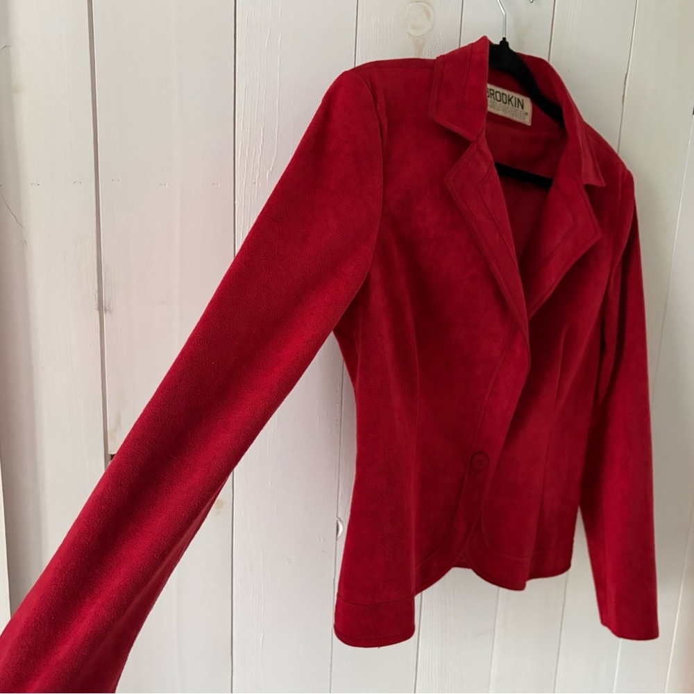 Vintage Brodkin UltraSuede Rich Red BlazerJacket Size 14 Large - Picture 7 of 13